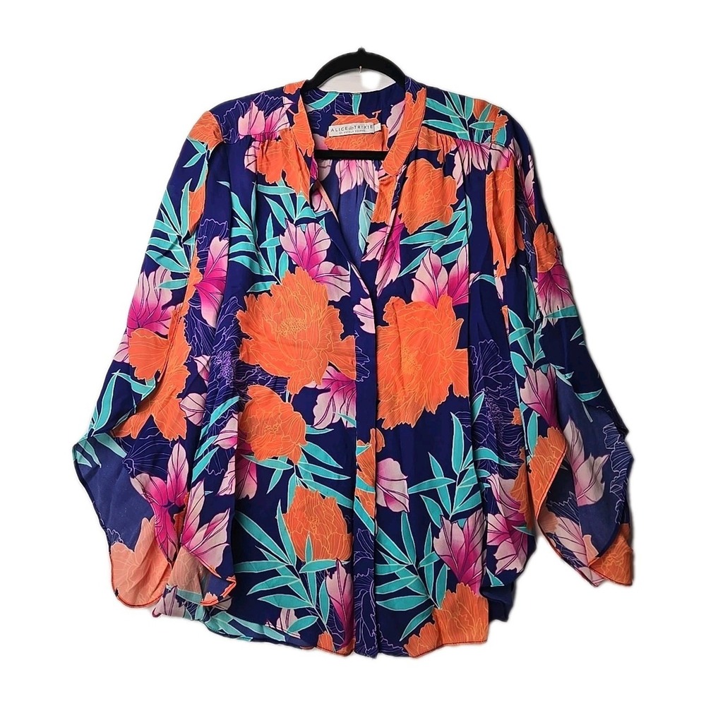 Alice‎ & Trixie Long Sleeve Slit Sleeve Button Blouse Large Top